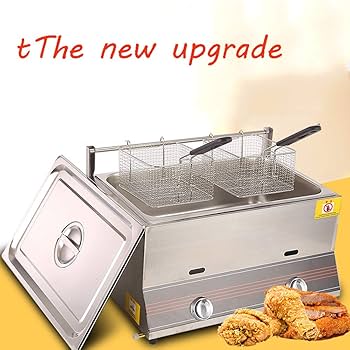 Amazon.co.jp: 業務用ステンレスガスフライヤー, 蓋とバスケット